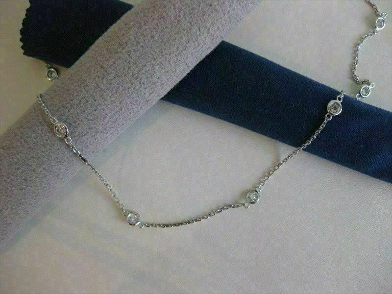1.05CTW DIAMOND BY THE YARD 14K WHITE GOLD STATION NECKLACE F/G VVS/VS #19759