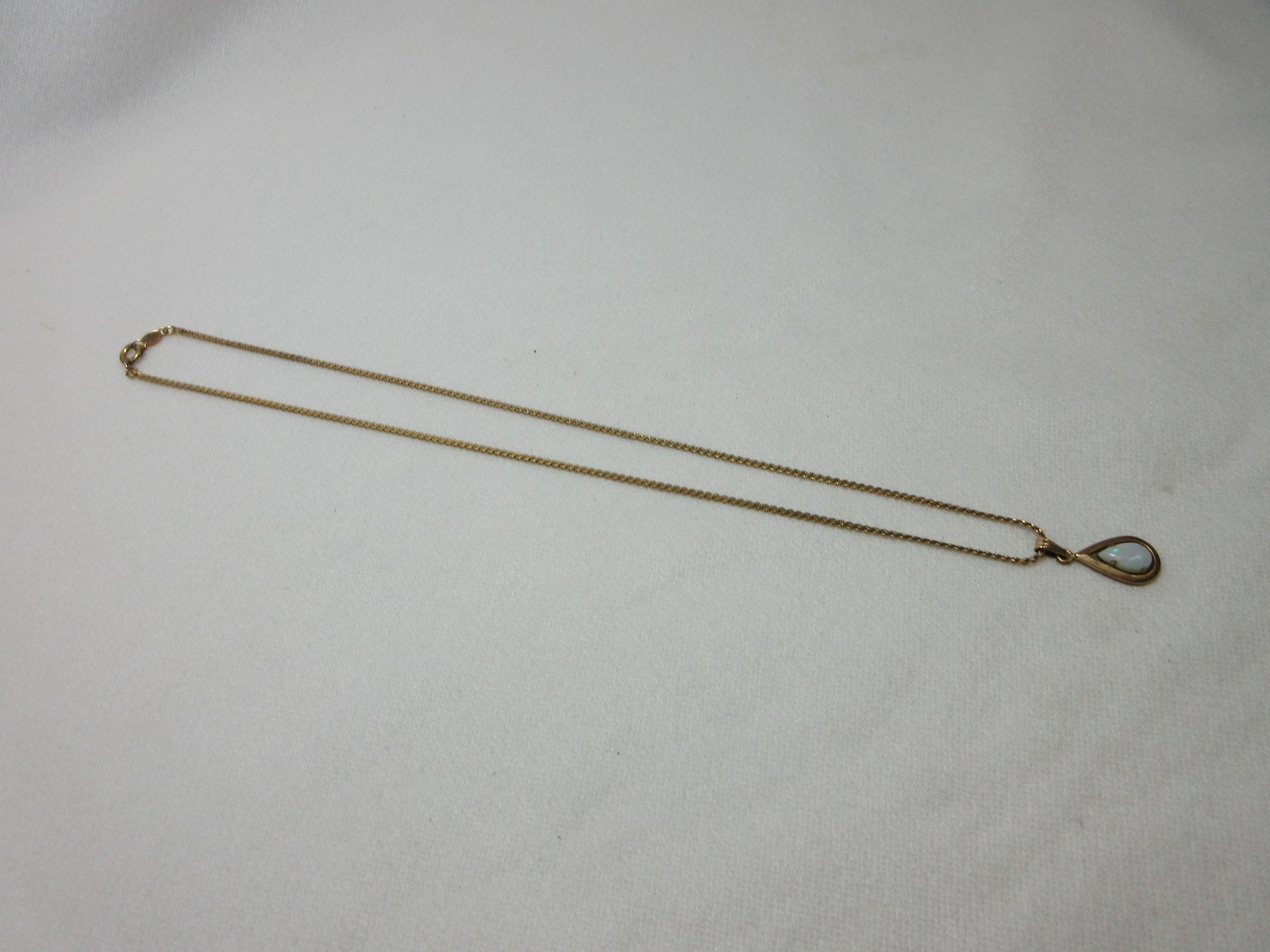 VINTAGE 14K & 12K YELLOW GOLD FILLED PPC NECKLACE CHAIN OPAL PENDANT #48
