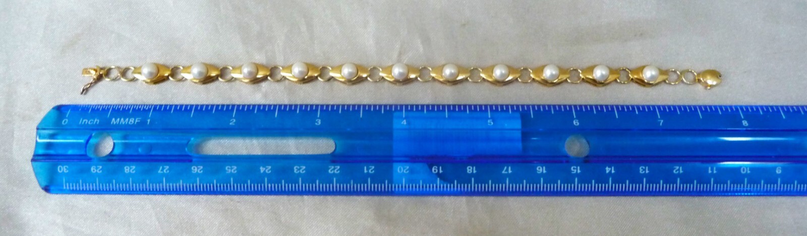 BEAUTIFUL MIKIMOTO LIKE QUALITY 14K 585 CULTURED AKOYA PEARL LINK BRACELET!