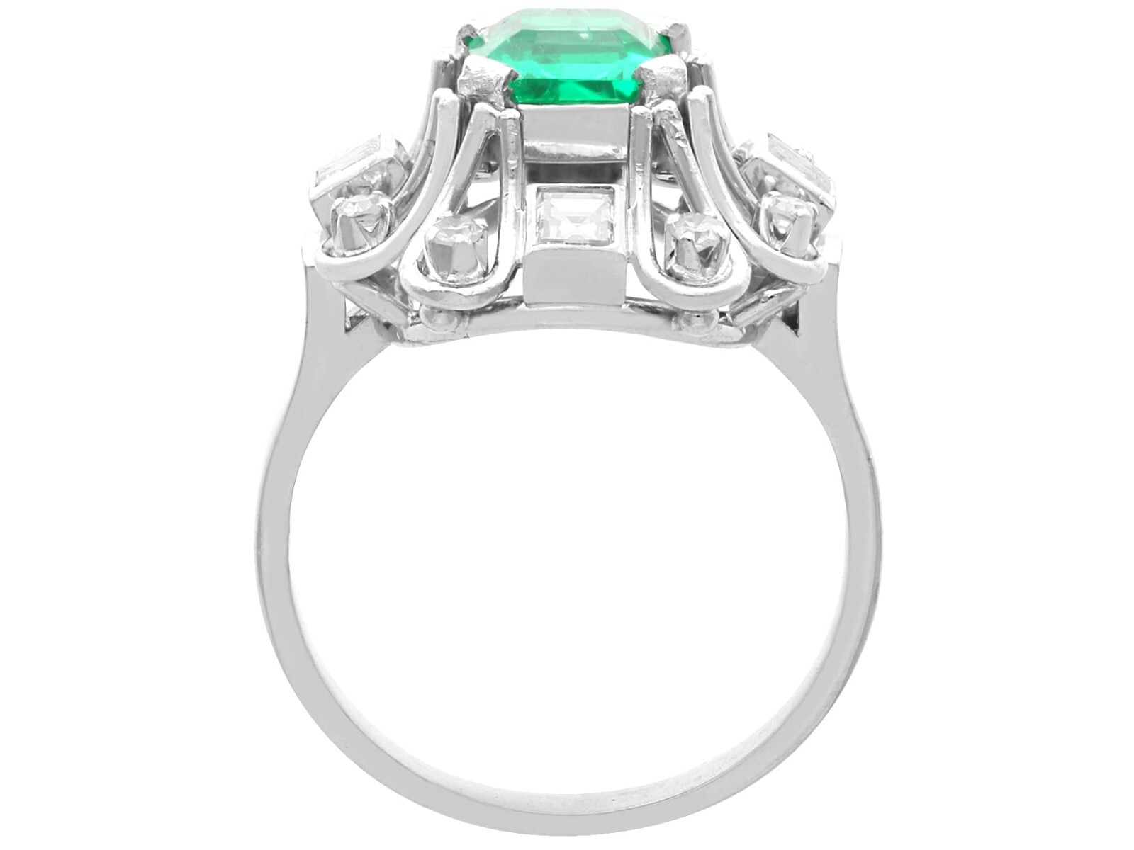 0.99Ct Colombian Emerald and 0.35Ct Diamond, 18k White Gold Ring Circa 1925