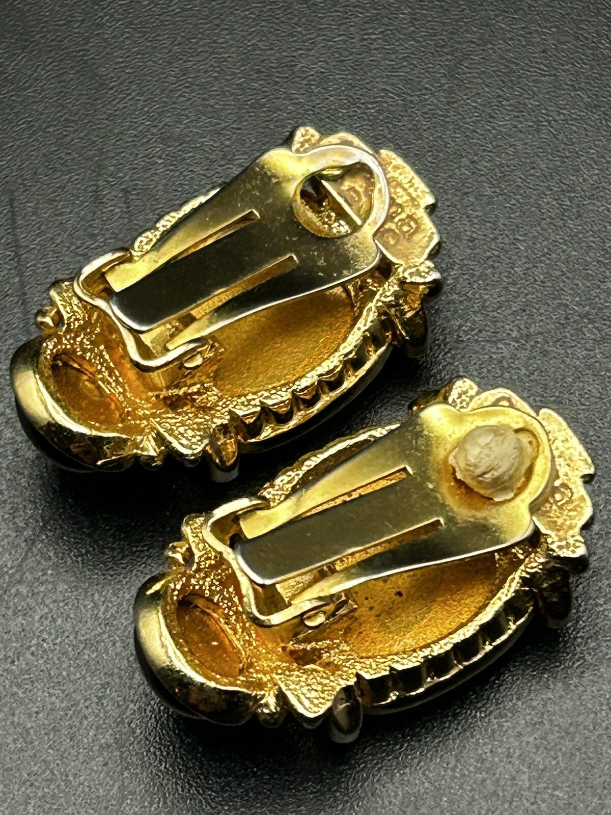 Orena Paris Signed French Vintage Crystal Faux Ruby Enamel Clip On Earrings