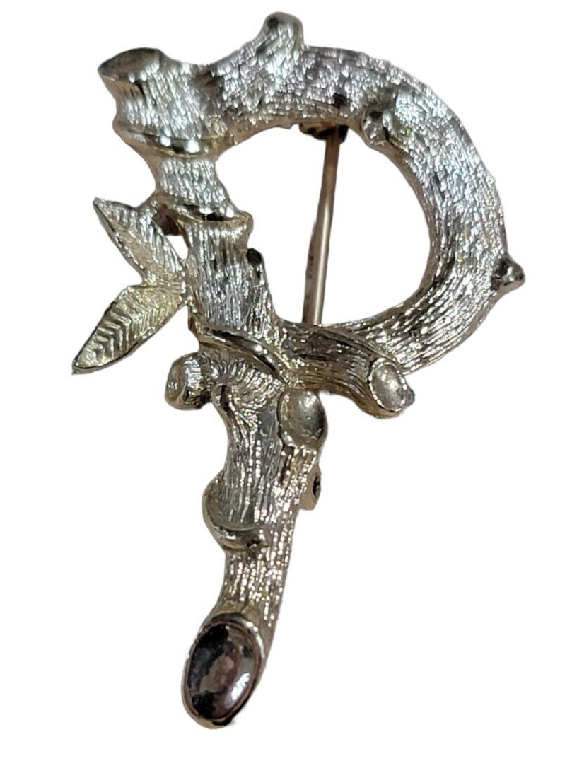 Sarah Coventry Vtg 1960s Letter P Monogram Initial Gold Tone Branch Pin Brooch