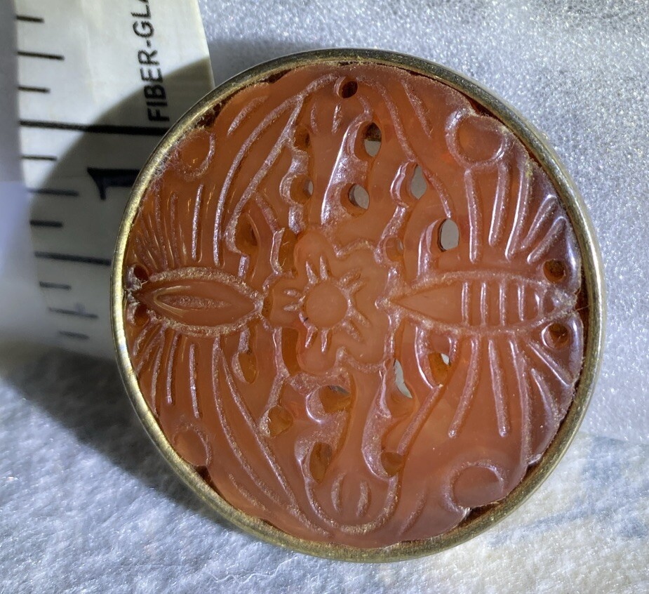 Beautiful Gold Tone Glass Cabi Pine Brooch (only) Great Shape