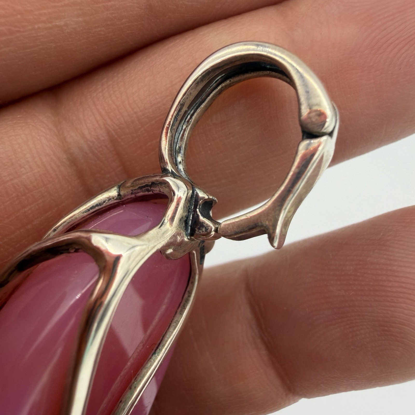 Carolyn Pollack Sterling Silver Pink Chalcedony Enhancer Pendant Modernist QVC