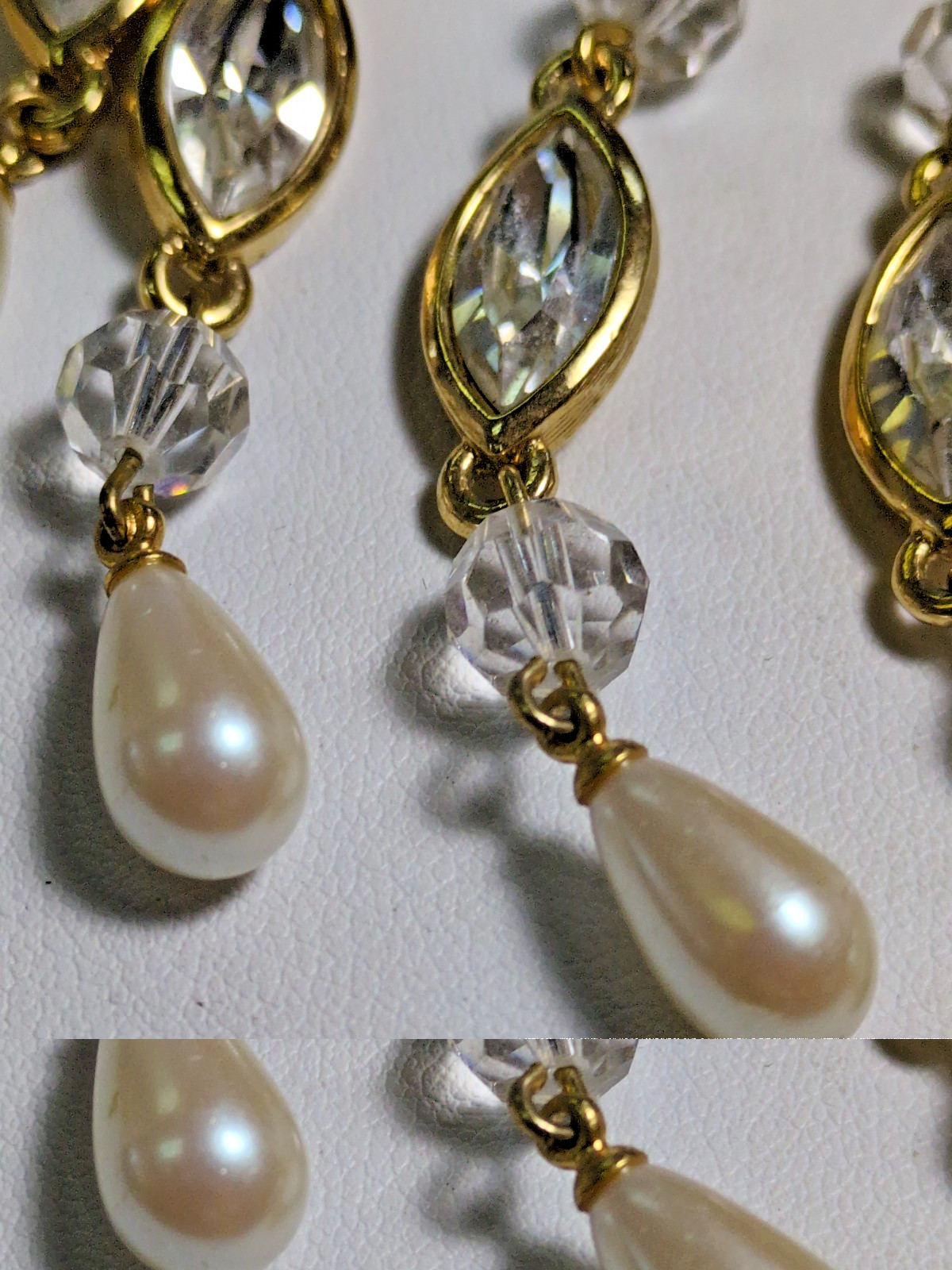 VINTAGE BEAUTIFUL PEARLS & CRYSTALS BEADED 4 LAYER NECKLACE LUXURIOUS