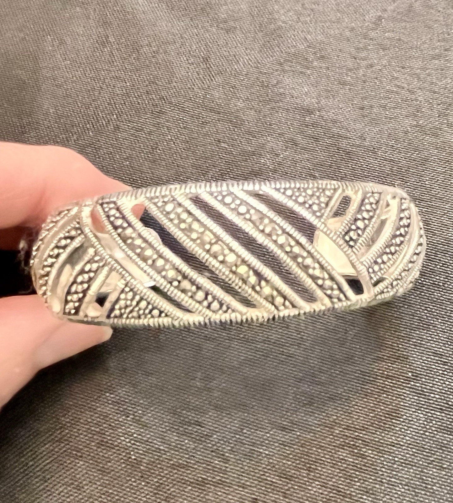 Marsala Marcasite Bracelet Silver Color Art Deco Geometric New In Box Cuff