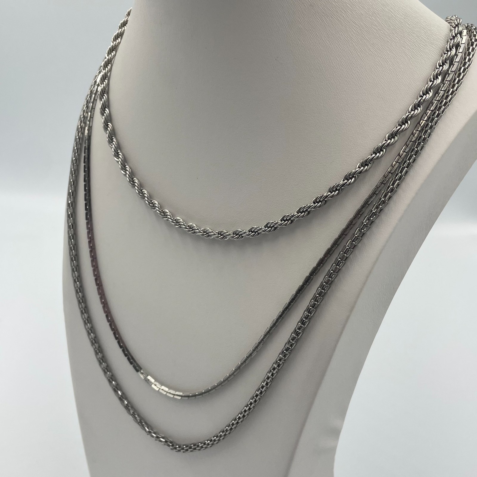 Vintage Y2K Stainless Steel Multi Strand Layered Chain Statement Necklace Retro