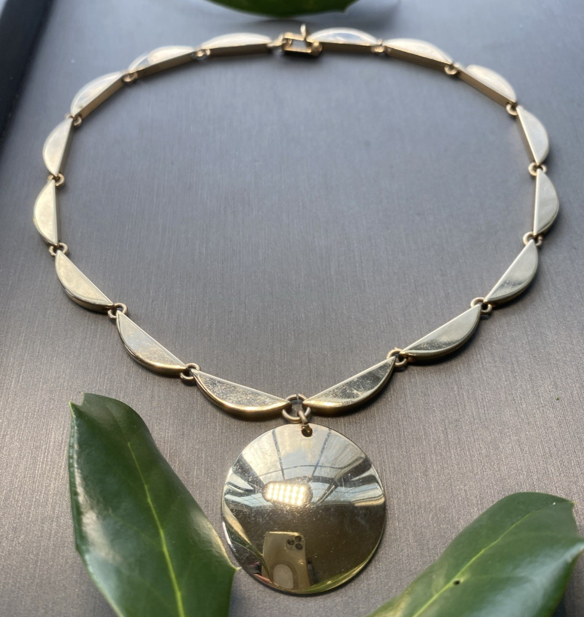 Vintage Choker Necklace Estate Jewelry Pre-owned Bold Gold Plated Gate Link 15”