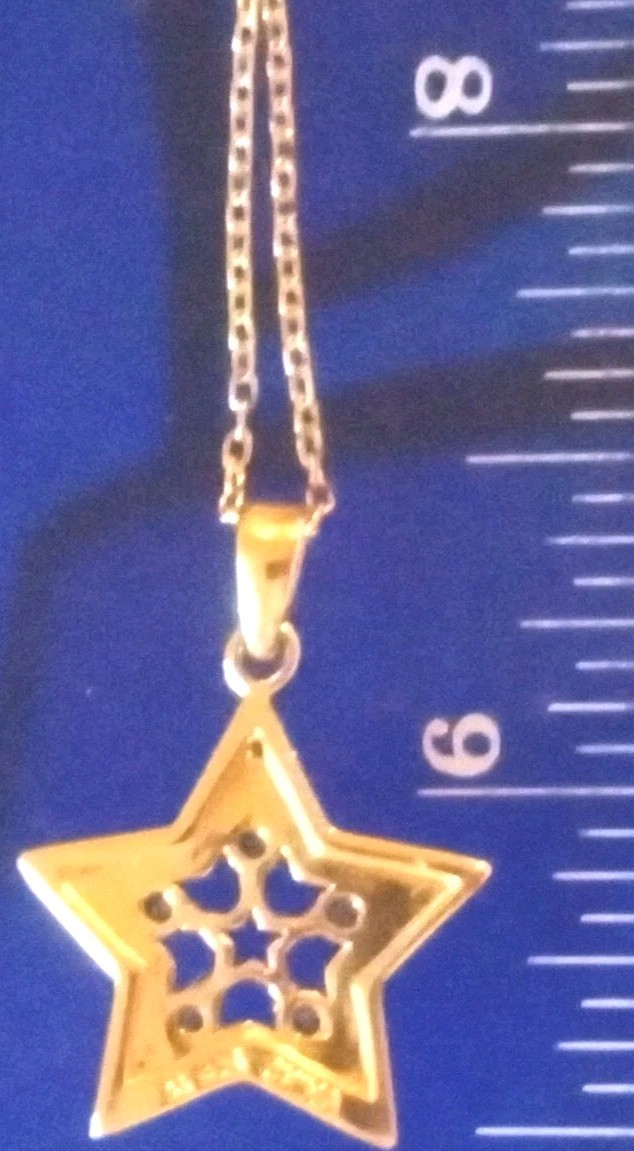 HSN blue Sapphire Vintage star necklace 925 And I Think Tiny Dia? Pics