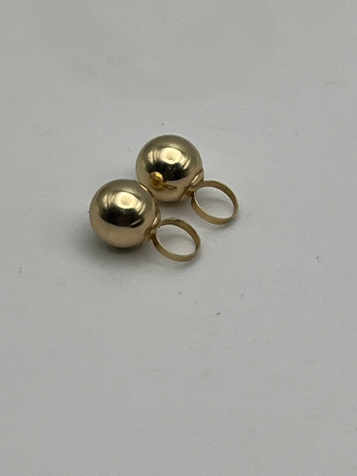 Vintge 14K Solid Yellow Gold 6.8mm Gold Ball Dangle Enhancer Drop Charms Jackets