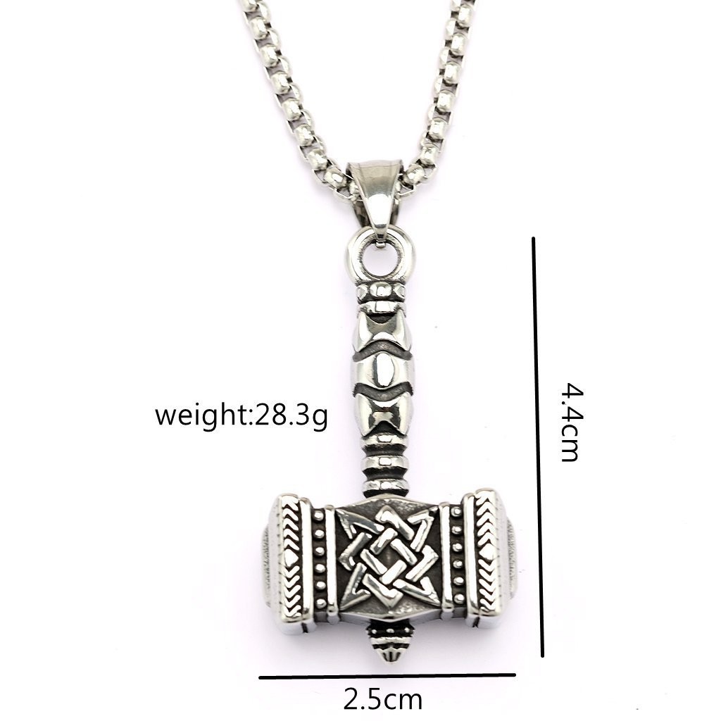 Stainless steel hammer-shaped pendant necklace