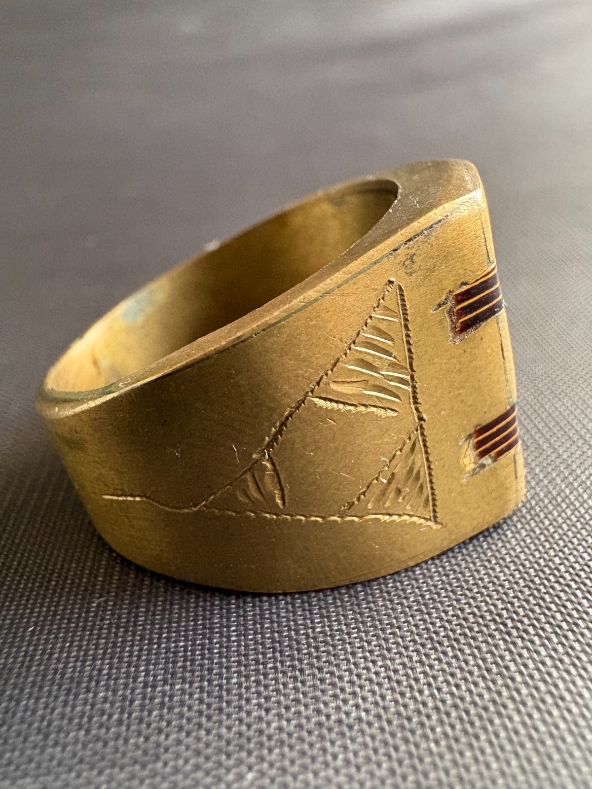 Vintage Moroccan Tuareg Brass Ring Berber Sahara Handmade Ring Size 9.75 US