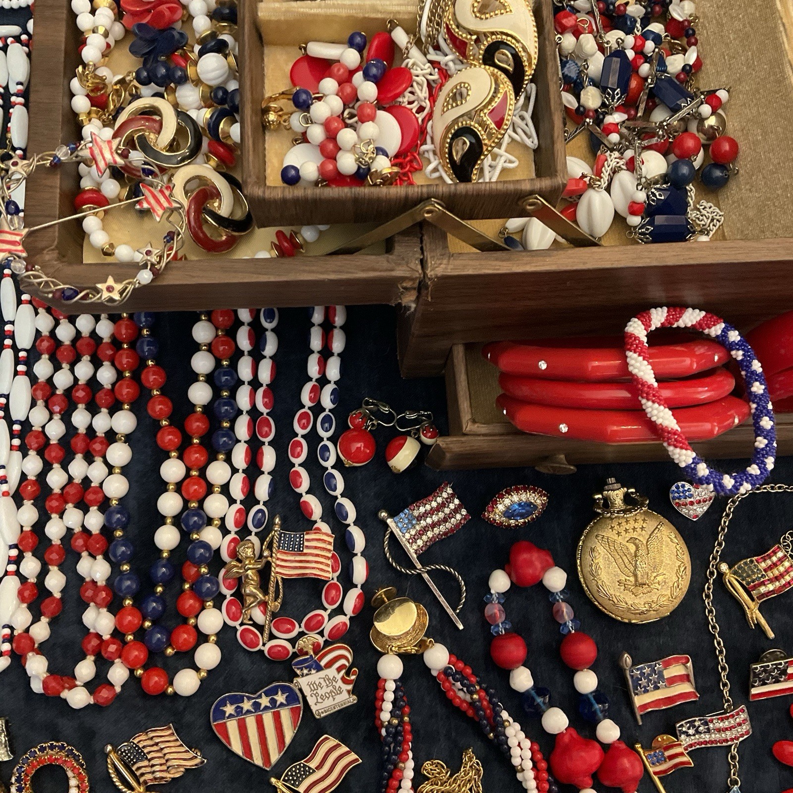 Vintage Lot Patriotic Forth Of July Red White Blue Jewelry Sarah C Monet Emmons