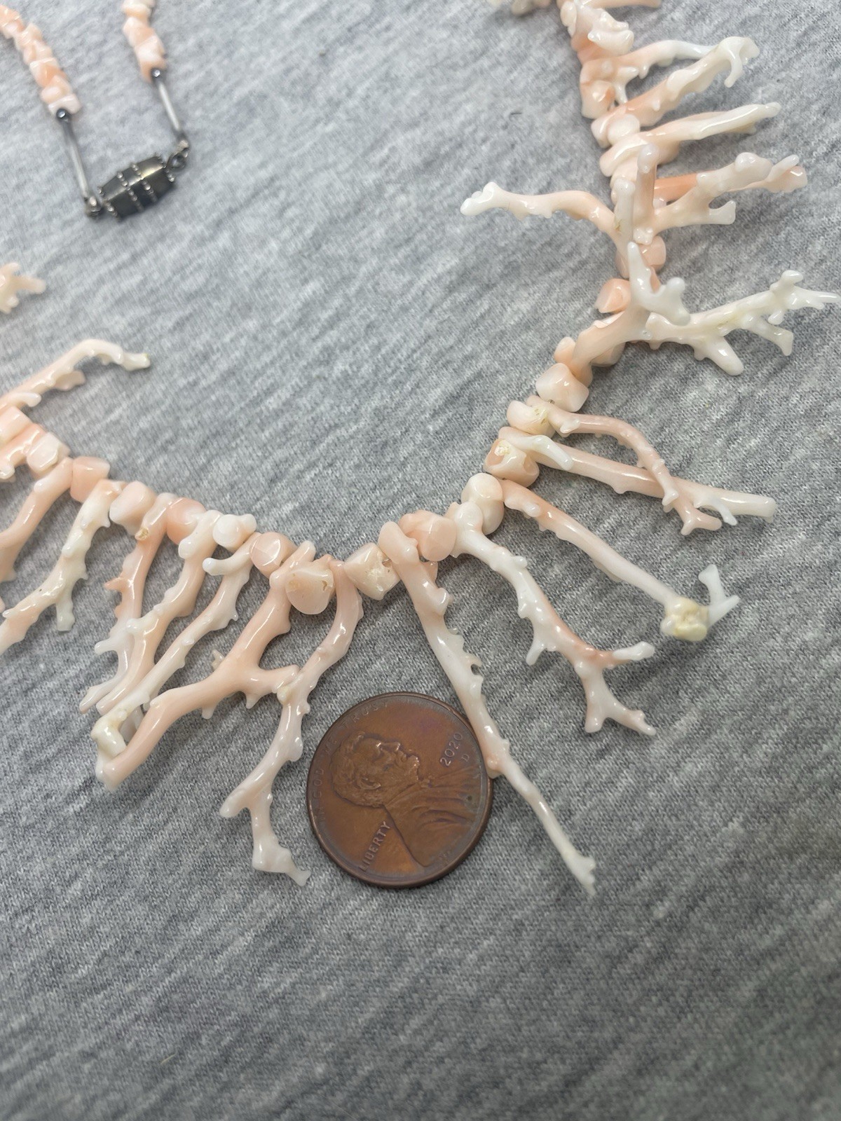 Vintage Genuine Pink Angel Skin Coral Branch Collar 18” Necklace