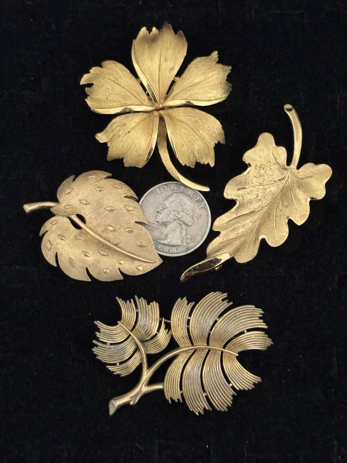 Lot of 4 VINTAGE Goldtone Pins/ SIGNED By Different Makers