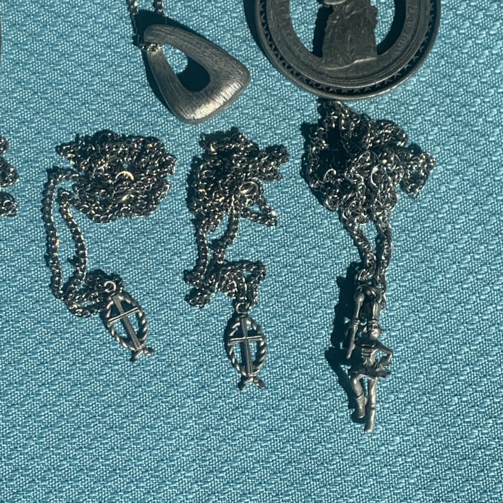 Vintage Pewter BDA Pendant Necklace Lot Of 40 Mixed Variety Signed NOS LBS610
