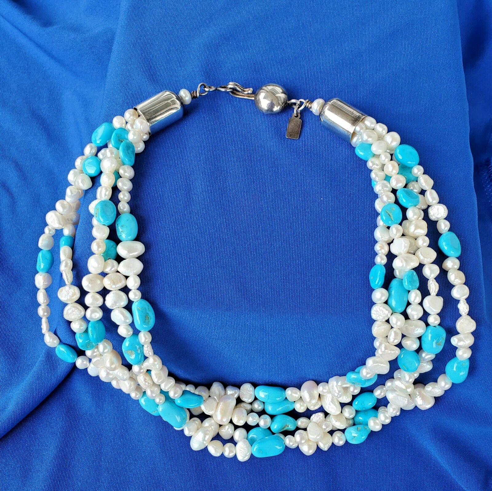 Original NATIVE American Artie YELLOWHORSE Turquoise STERLING SILVER Necklaces