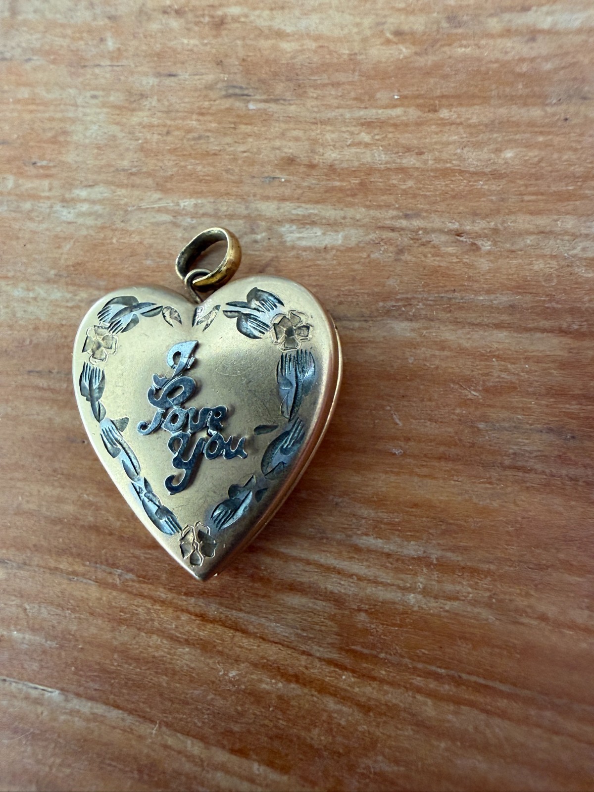 Vintage 1/20 14k Gold-Filled Heart Locket with I Love You