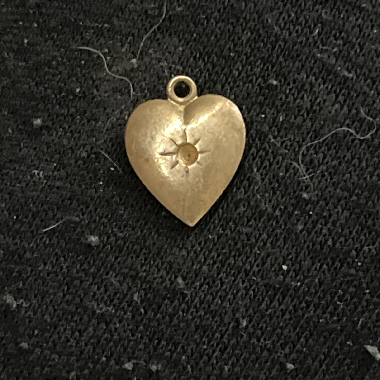 Antique Victorian Edwardian Stamped Brass Puffy Hearts Pendants