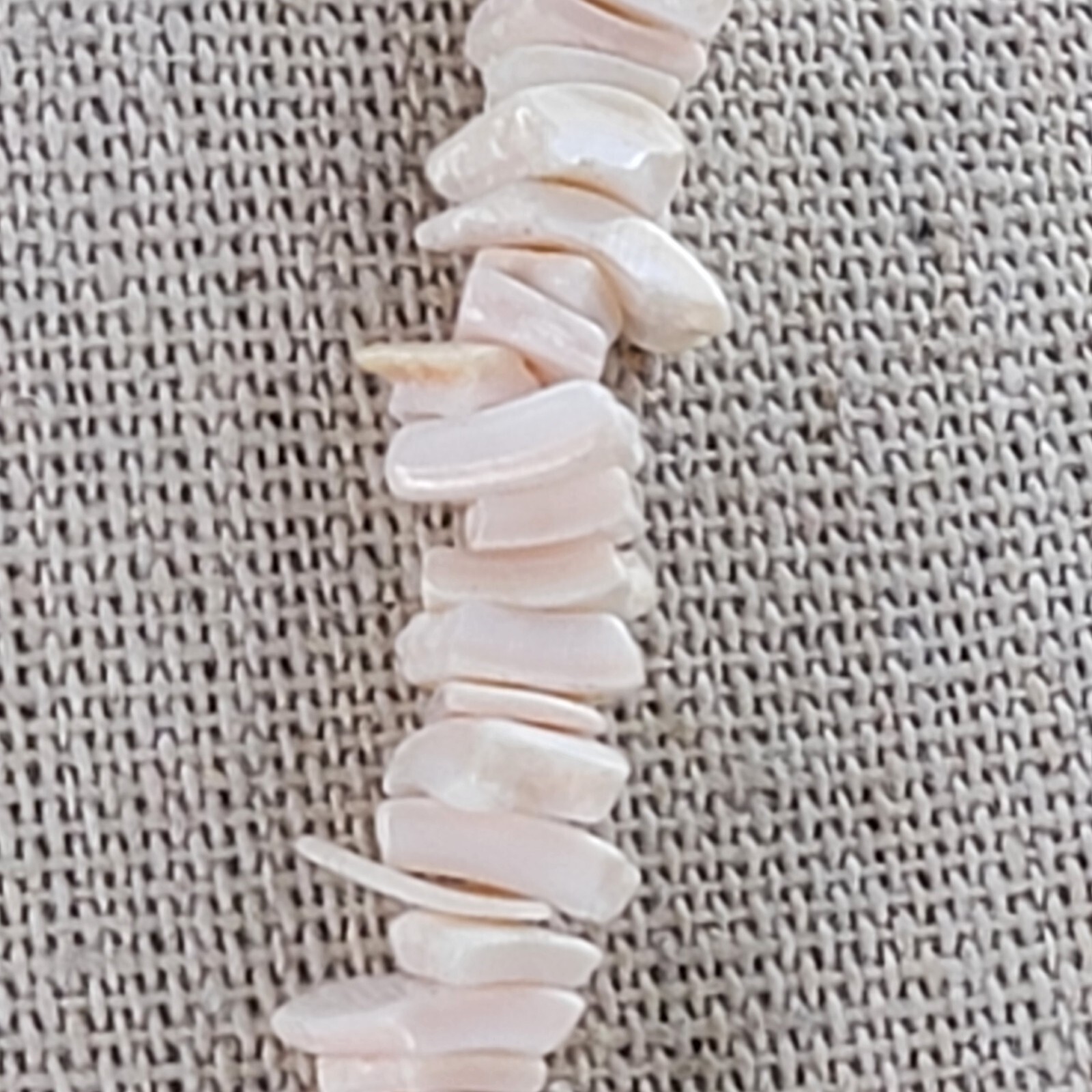 Vintage Puka Shell Necklace 16.5 in Pastel Pink Spring Ring Clasp