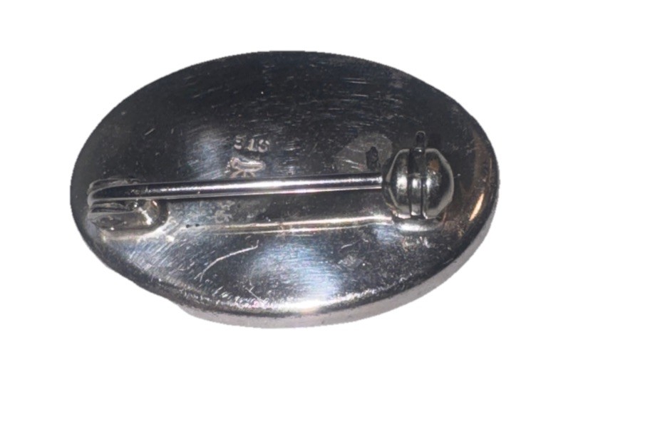 Vintage / Antique Sterling Silver and Natural Abalone Shell Pin Oval, Small