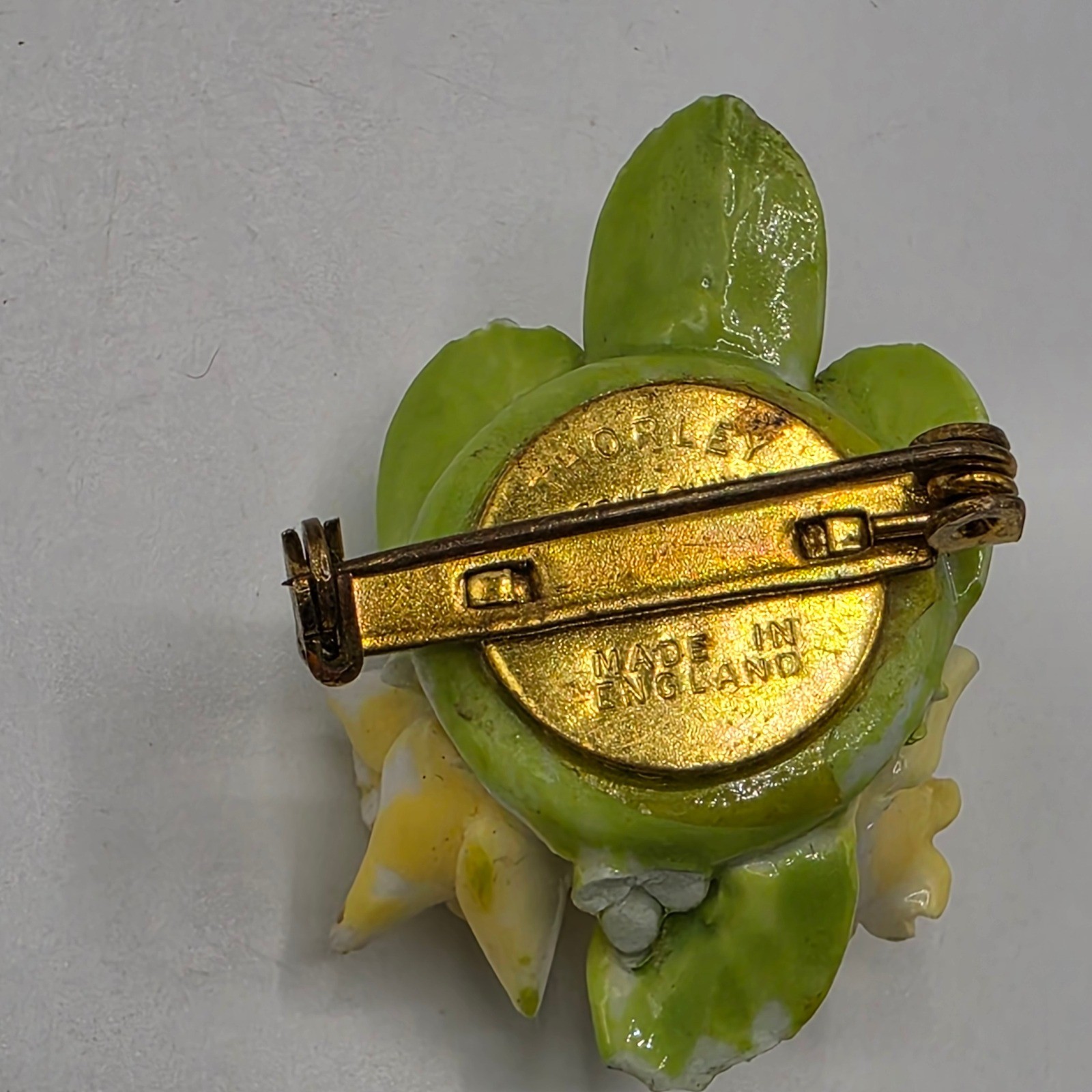 Vintage Thorley Bone China Daffodil Floral Brooch Pin Made in England Yellow