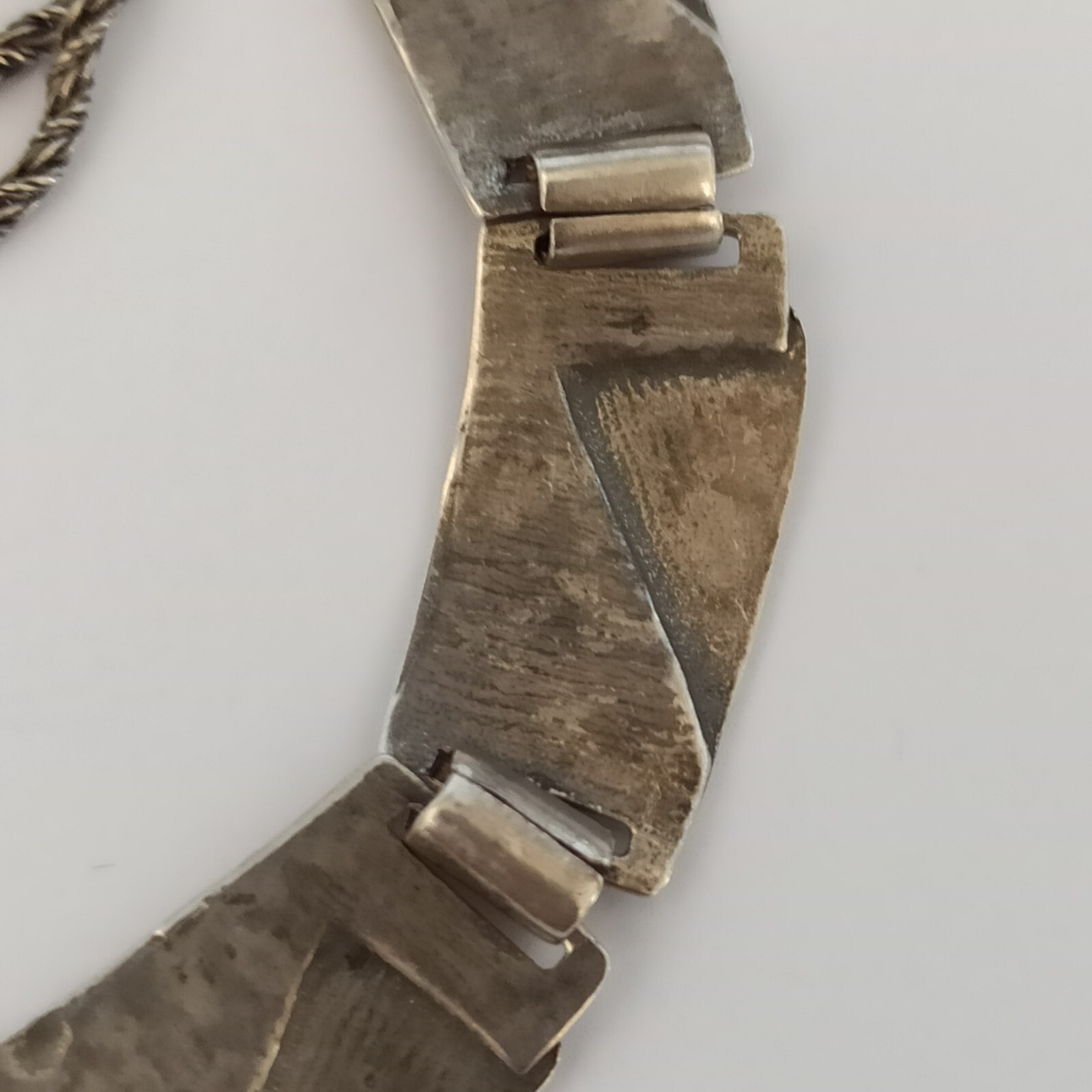 Vintage Silver Necklace Modernist Geometric Articulated Links Cleopatra Inspired