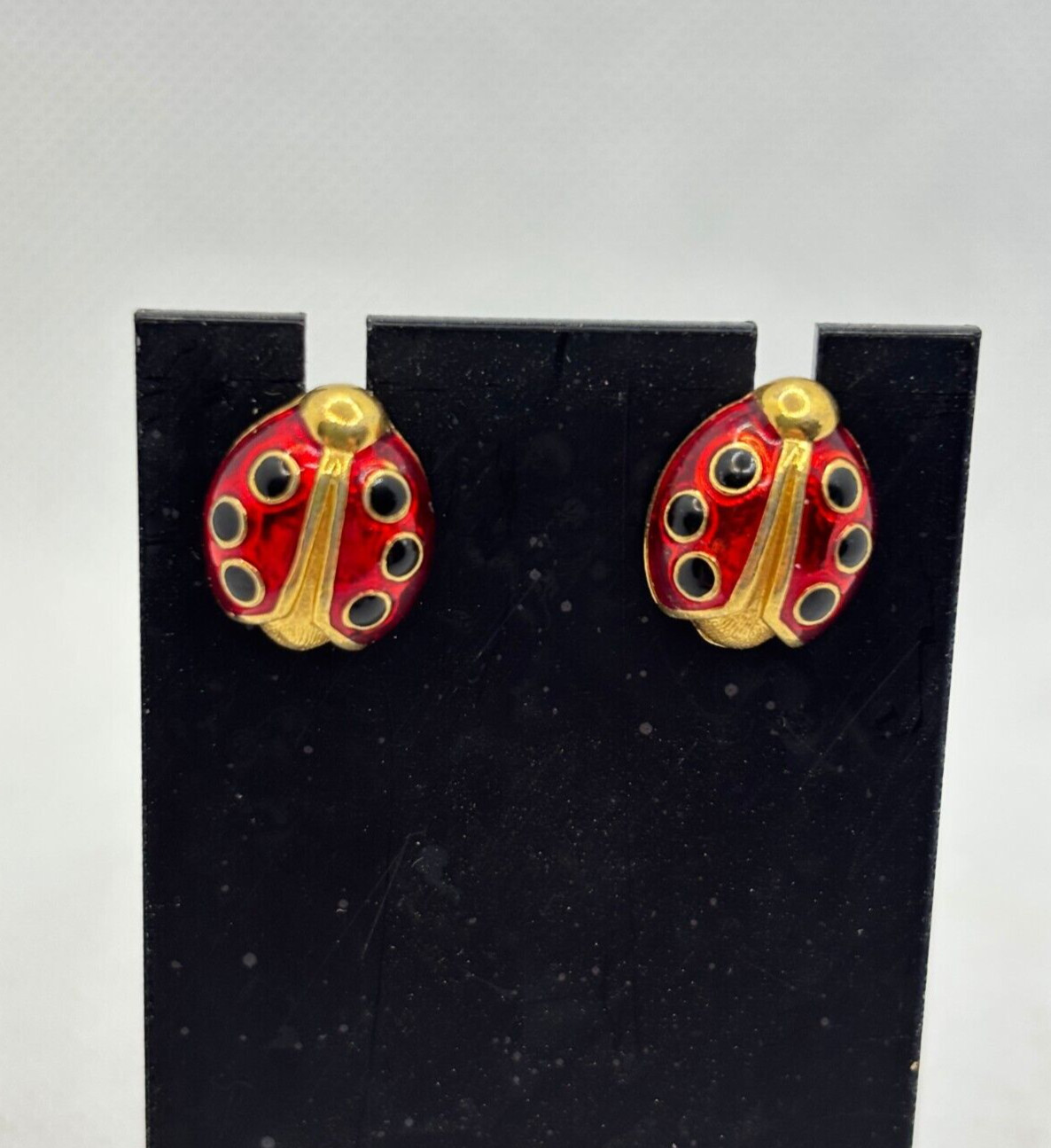Avon Vintage Lady Bug Pierced Earrings