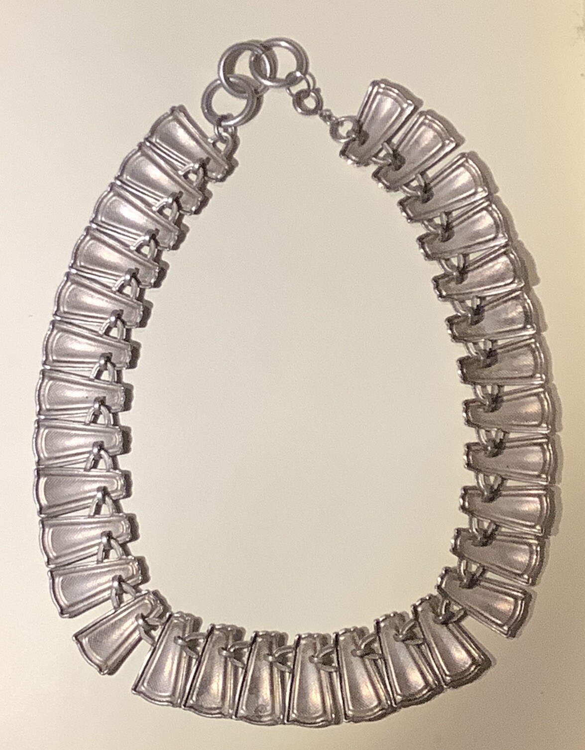 Vintage Tri Tone Brown Enamel & Silver Tone Choker Necklace 45cm Long