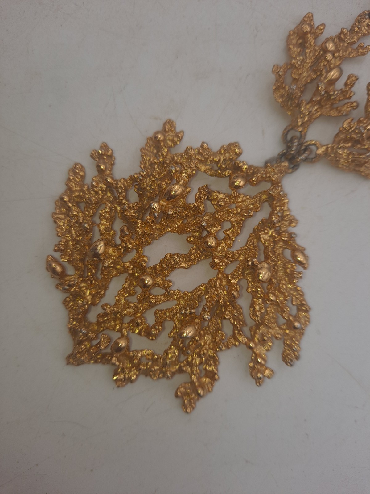 Vtg 1971 Napier “Sea Fern” Gold Tone Necklace Designed by Eugene Bertolli