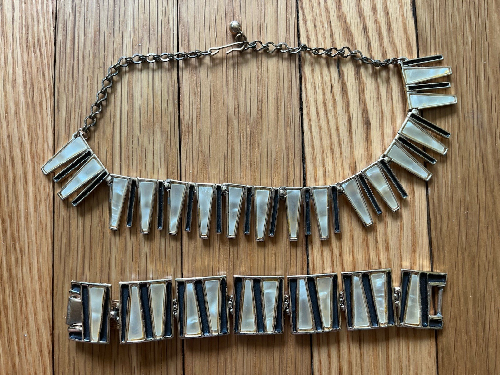Set ART Signed Scandinavian Necklace Bracelet Enamel Set Modernist Denmark