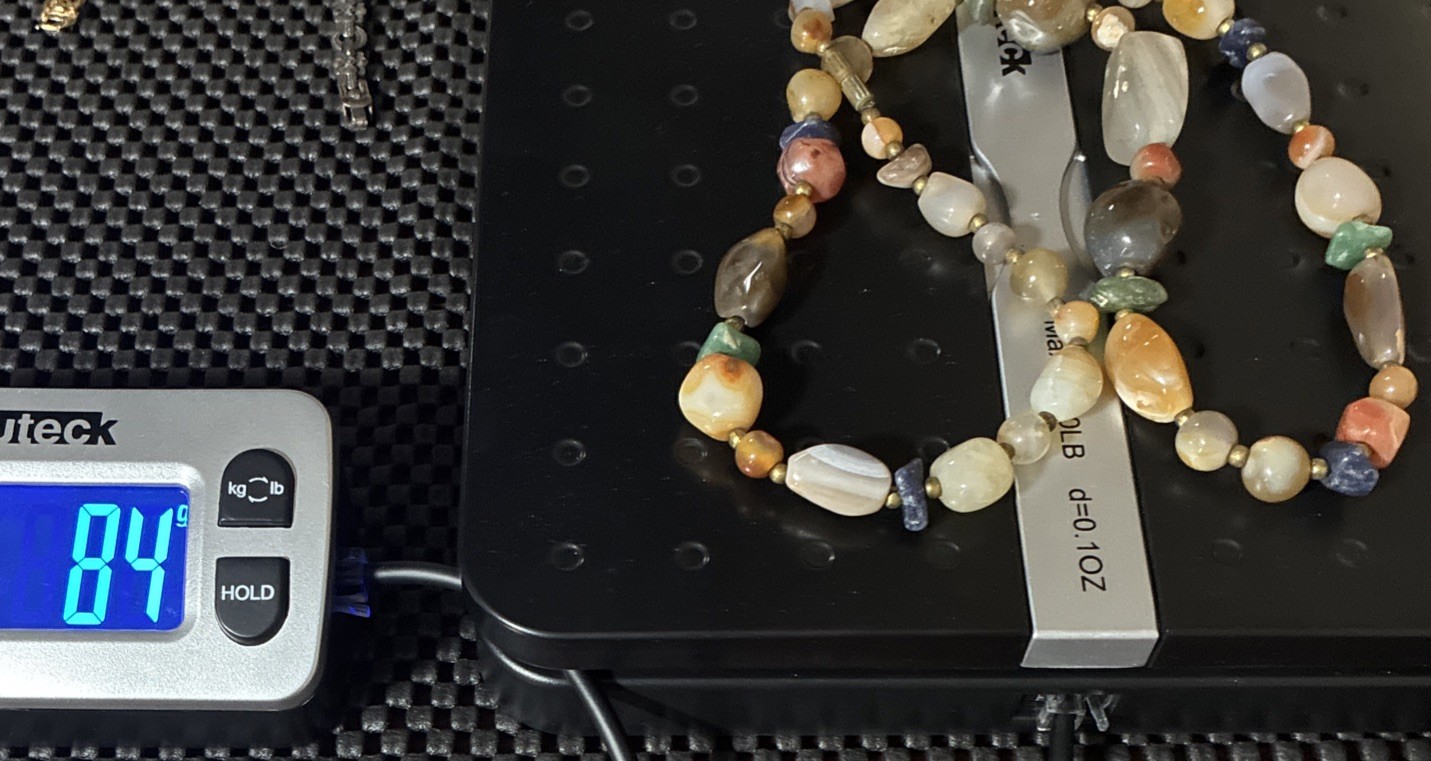 Estate Vtg. Semi Precious Stones, Different Sizes, Shapes, Colors Barrel Clasp ￼