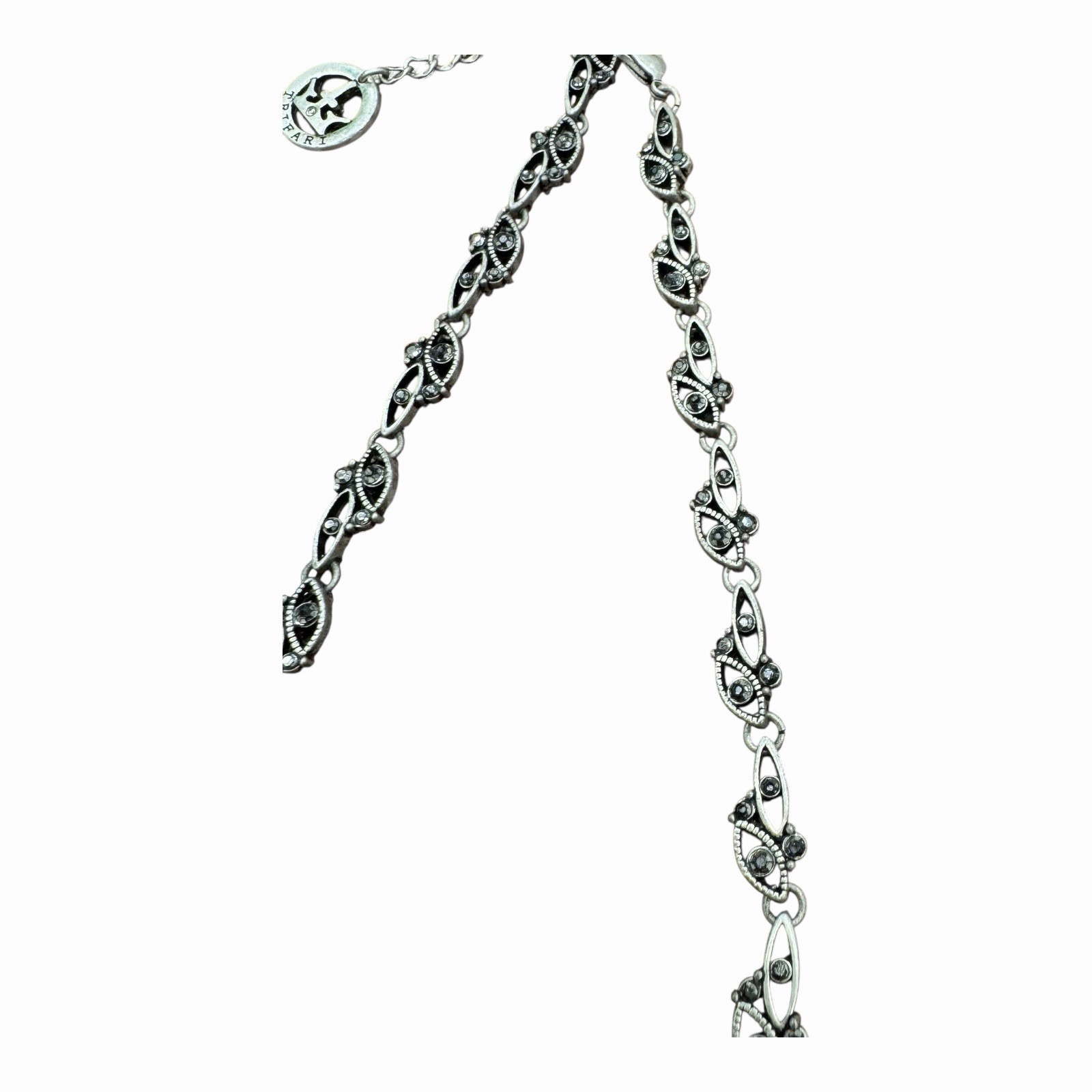 Crown Trifari Necklace Silver Tone With Marcasite 15.5 in – 17.5 in Adjustable