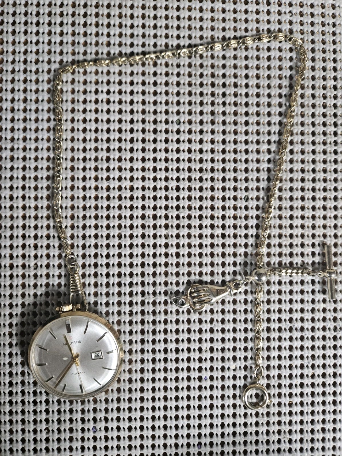 Vintage Helbros 17 Jewels Gold Plated Manual Wind Pocket Watch