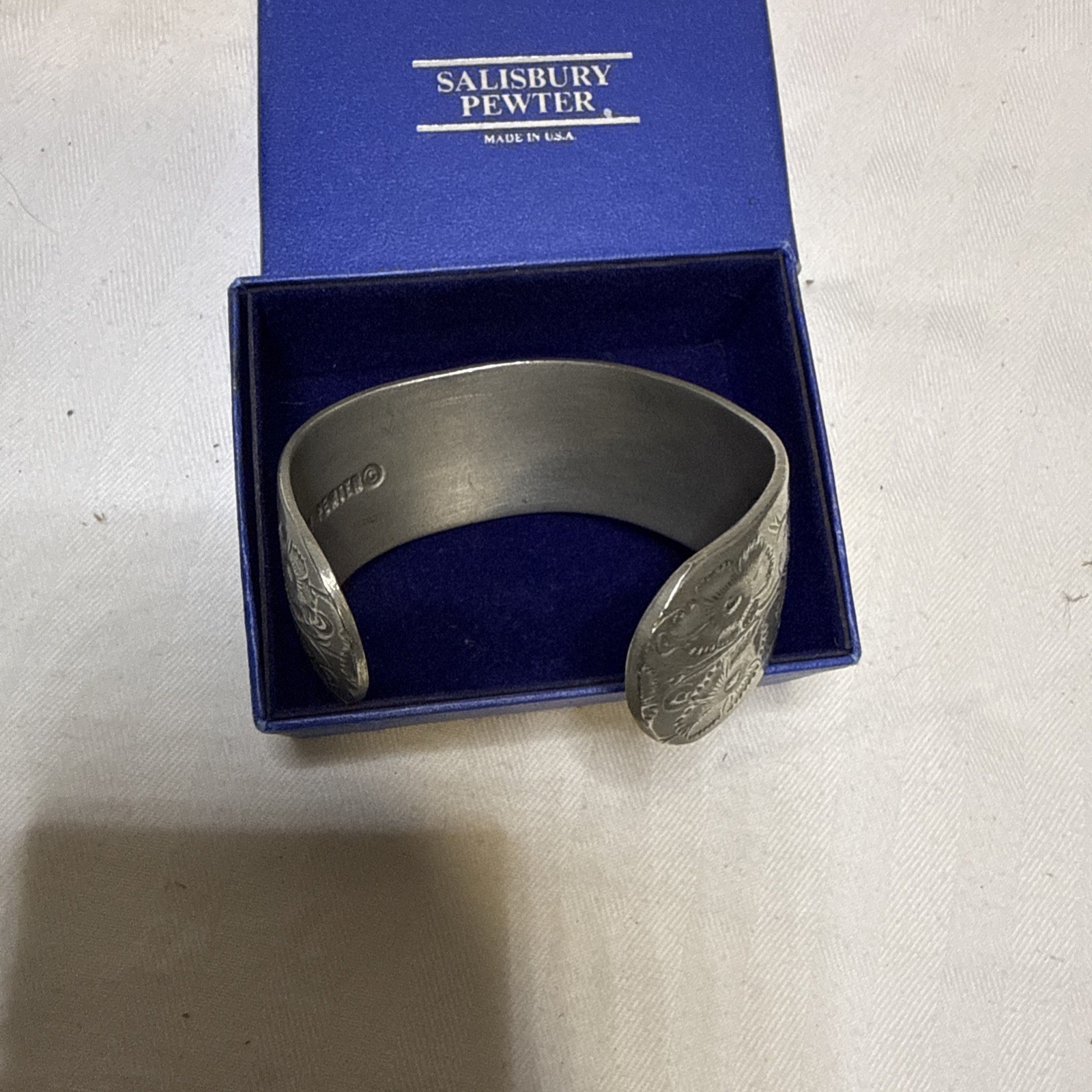 Vintage Salisbury Pewter October Cosmos Flower Cuff Bracelet