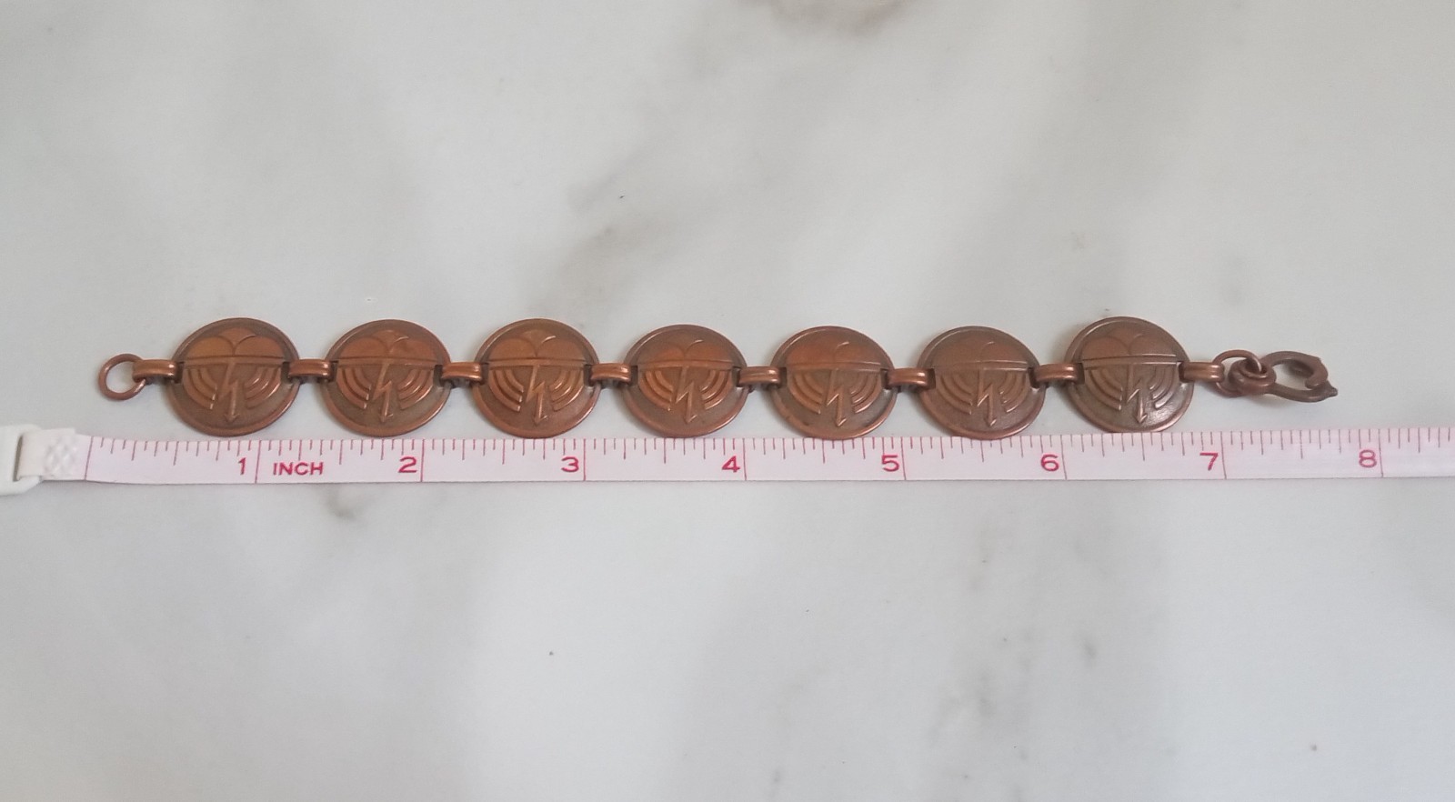 Vintage Copper Bracelet Modernist Design Links and Hook Clasp