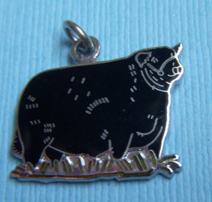 Vintage enamel cow silver tone charm