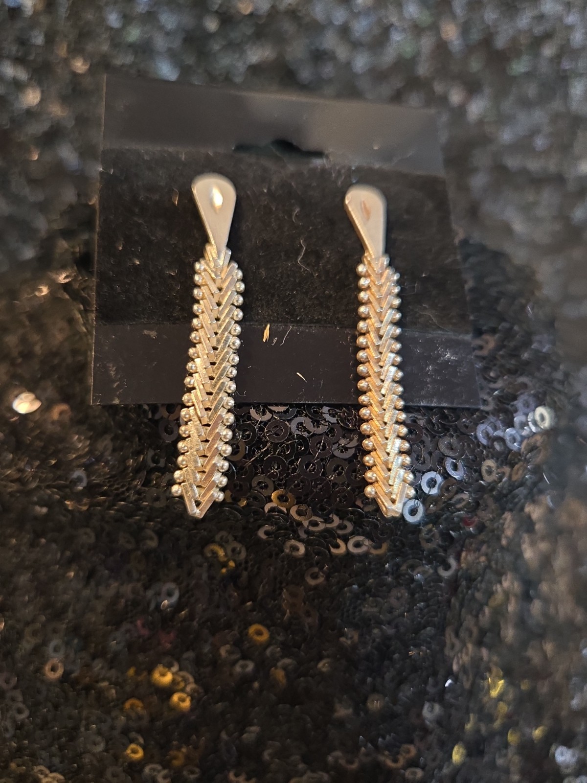 Vintage 925 Sterling Silver Dangle Earrings Pierced Post Fishbone Woven 2″ Drop
