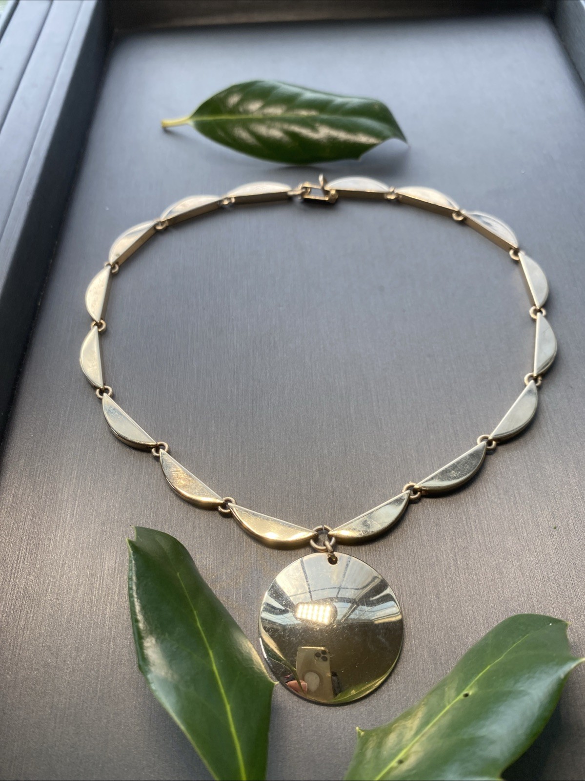 Vintage Choker Necklace Estate Jewelry Pre-owned Bold Gold Plated Gate Link 15”