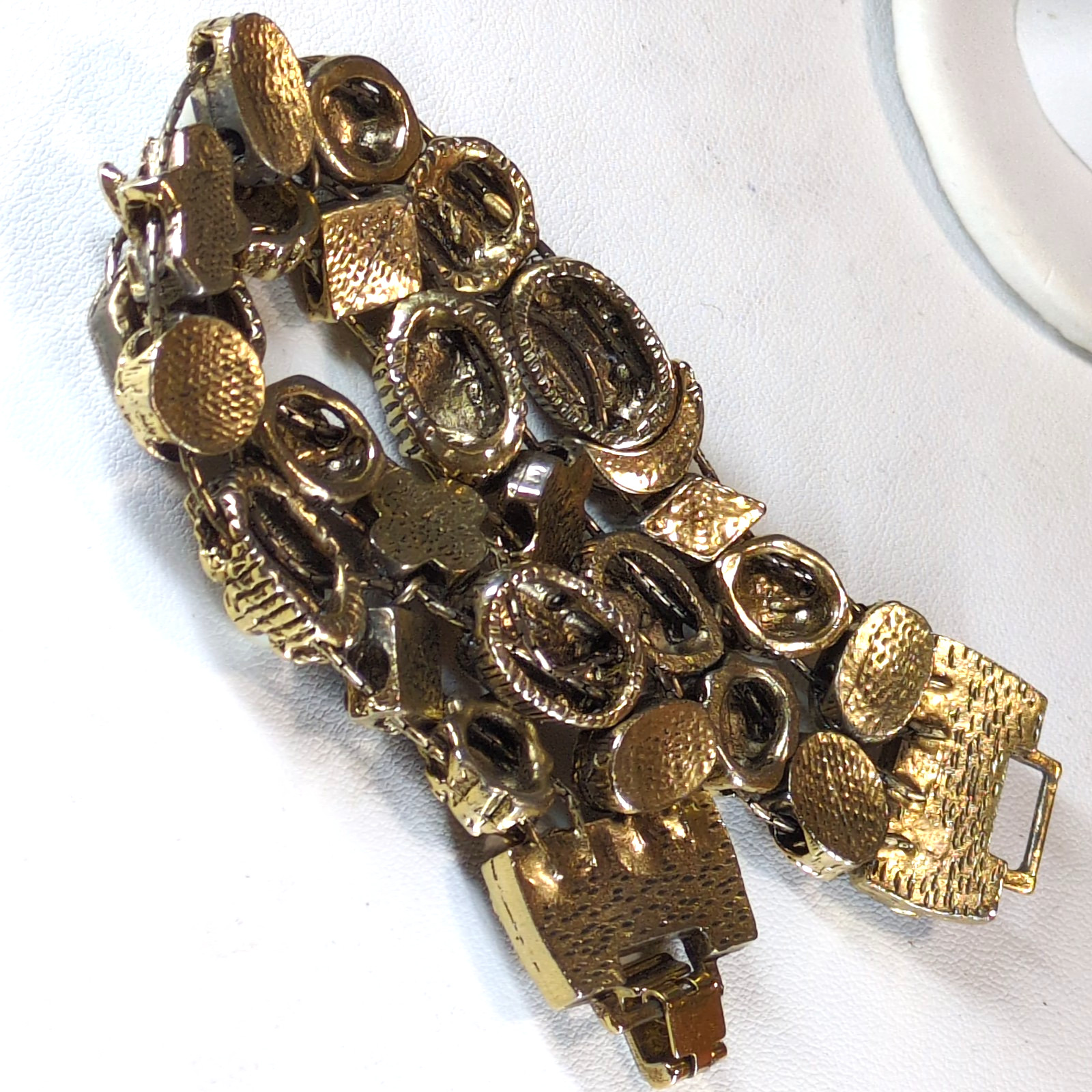 GOLDETTE NY Double Strand Slide Charm Bracelet Victorian Revival Rhinestone VTG