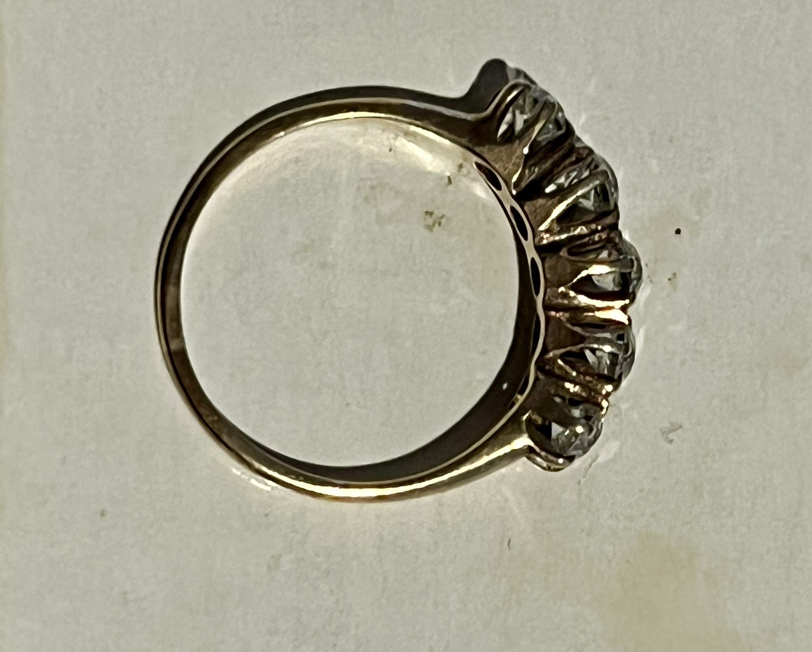 Gorgeous Petite Antique 14k Yellow Gold Ring ~ Five Old European Cut Diamonds