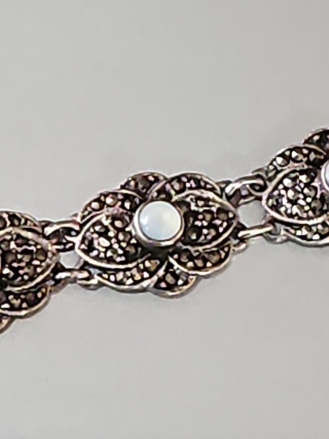 Vintage Sterling Silver 925 Thailand Marcasite Bracelet 7″ (Missing Sm Stones)