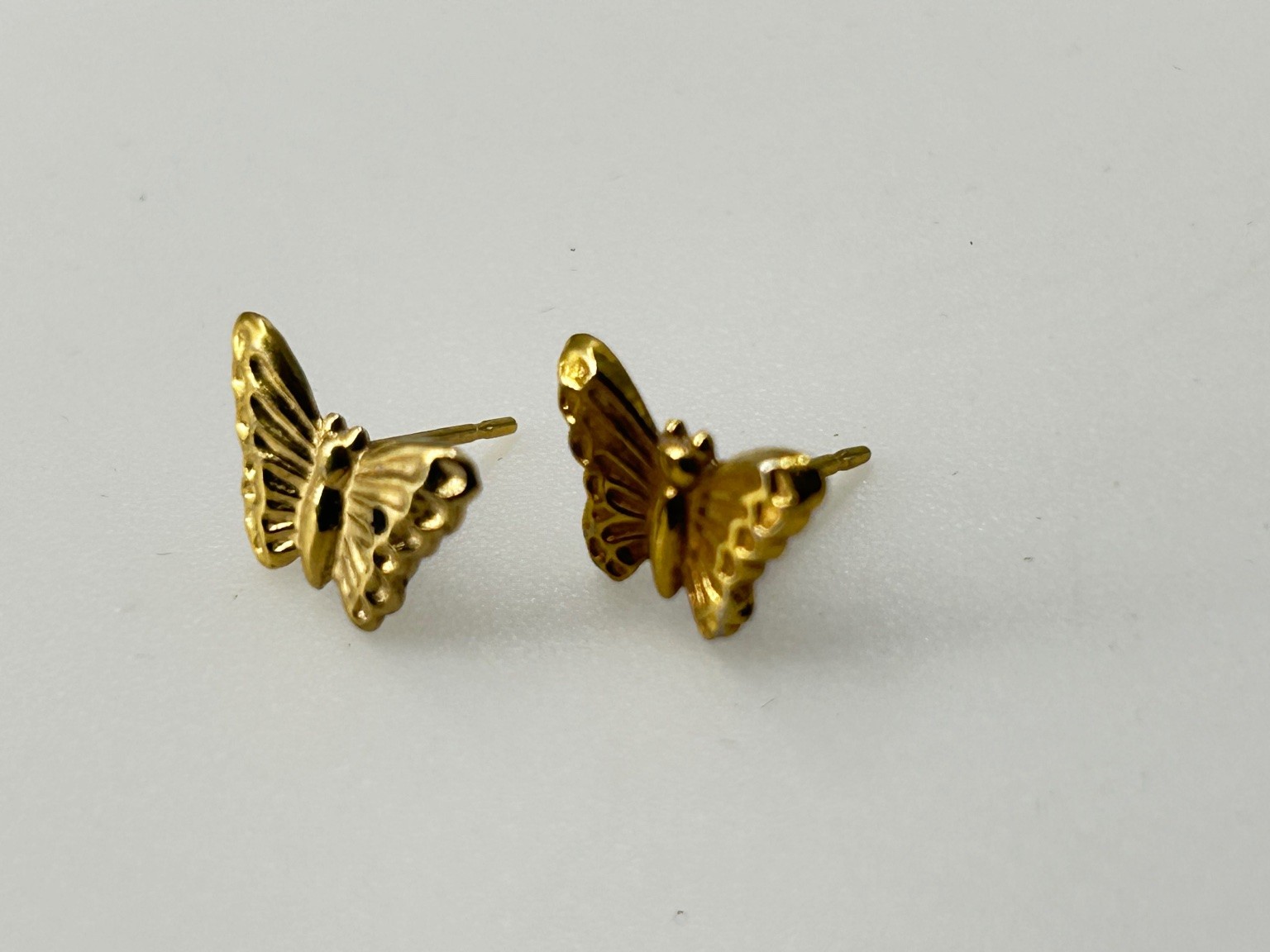 Vintage Style Butterfly Stud Earrings Gold Tone Metal Dainty Jewelry