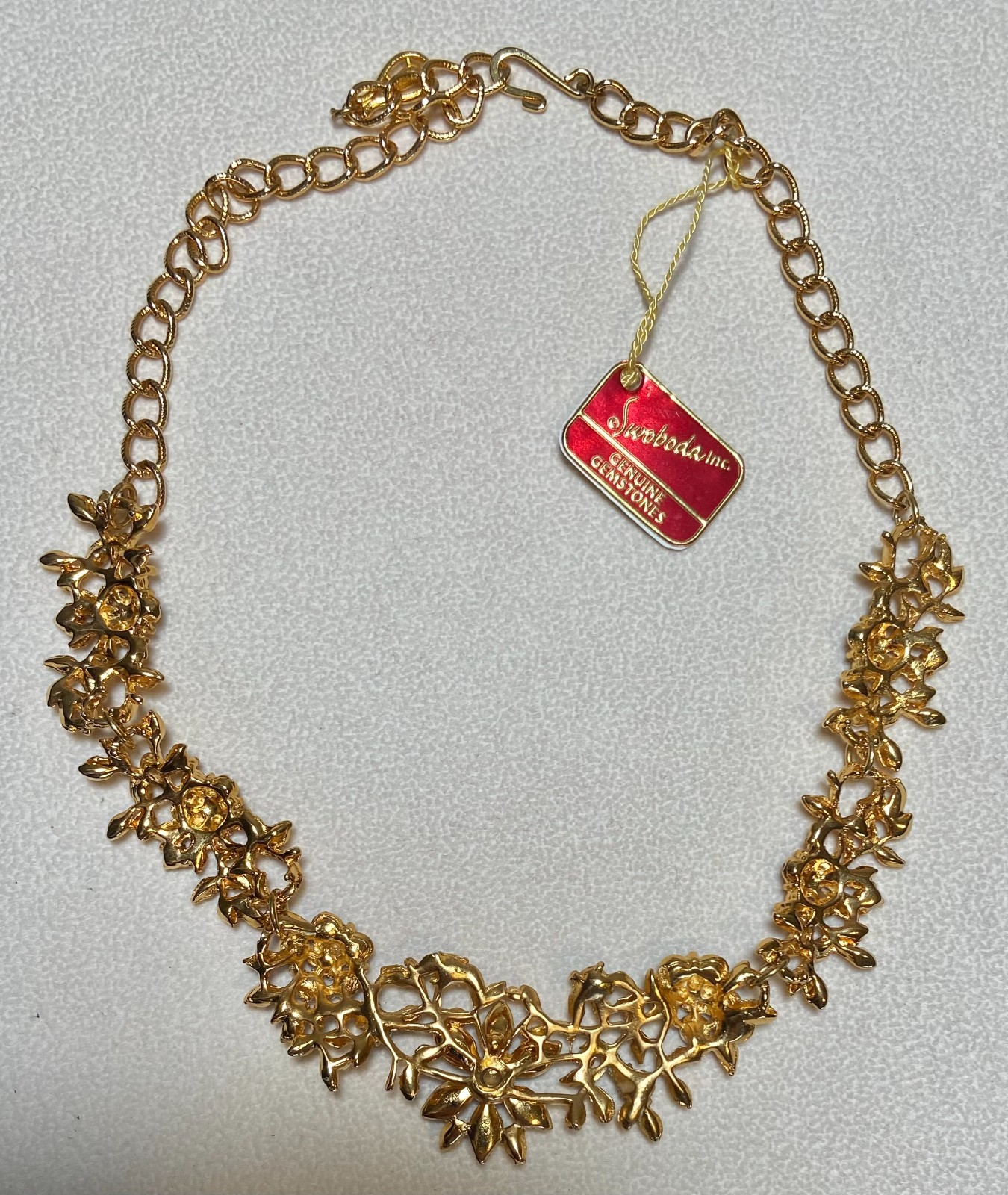 AUTHENTIC SWOBODA NECKLACE – GENUINE RUBY, SAPPHIRE, EMERALD, OPAL ~ STUNNING!