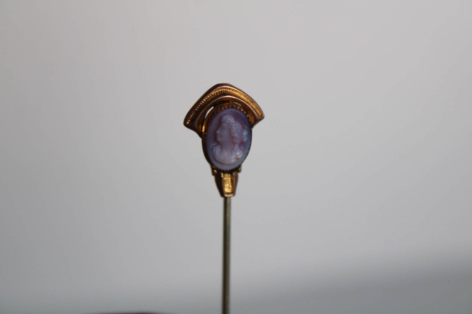 (2) Antique Art Nouveau Cameo & Shield Portrait Stick Pin
