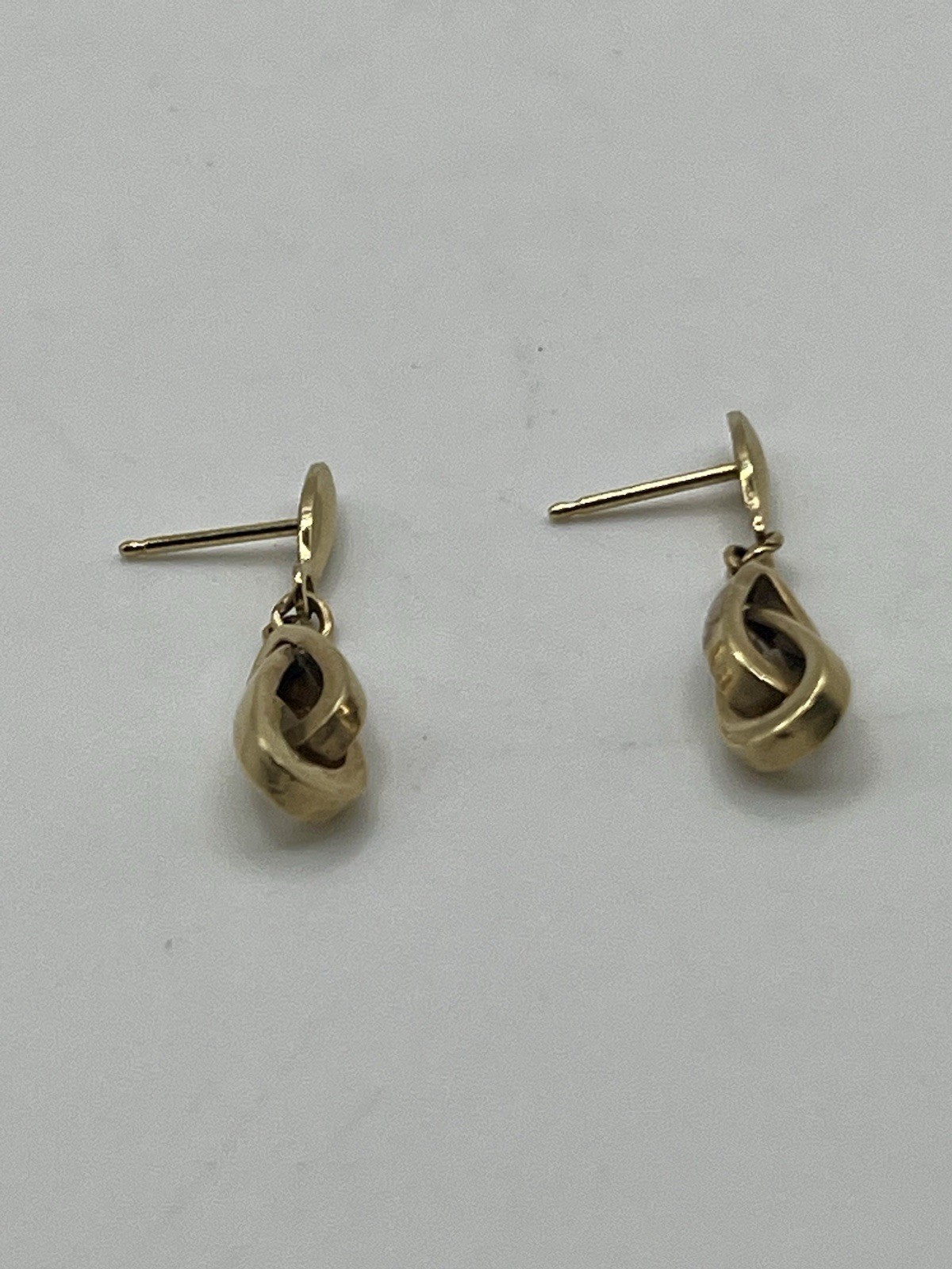 Vintage Gold Tone Double Teardrop Loop Post Dangle Drop Earrings 1” NO BACKS