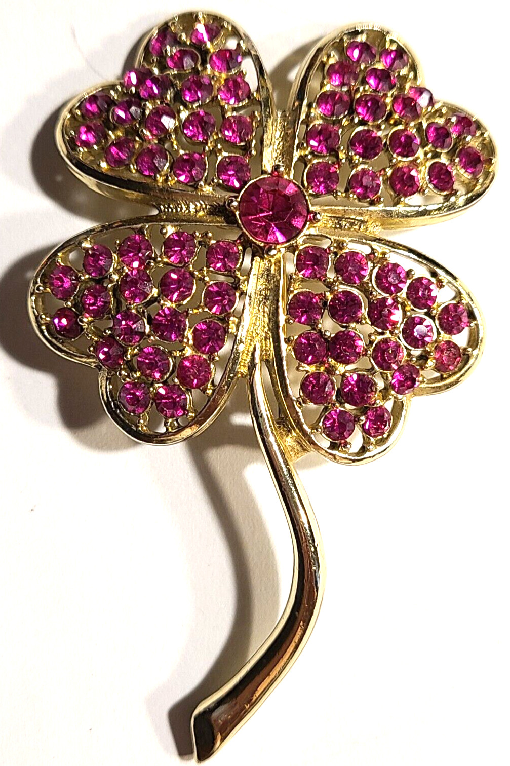VINTAGE STUNNING ROSE CRYSTAL FLOWER SIGNED SARAH COV PIN BROOCH