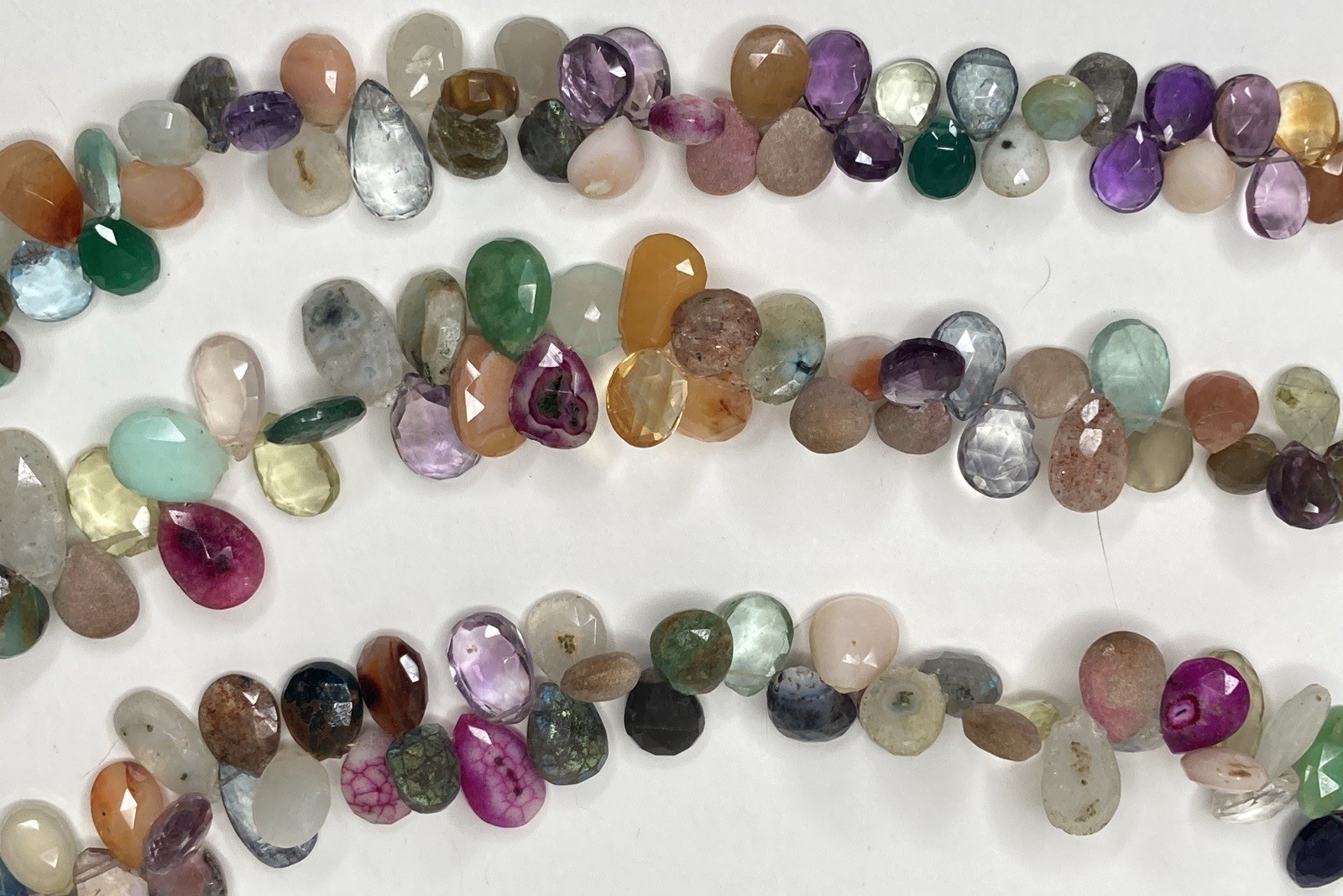 2 Multi-Colored & Multi-Strand Faceted Natural Crystal Bead Necklaces 17” & 18”