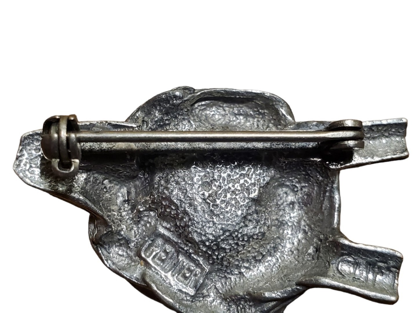 Vintage Pewter Brooch Pin Bird’s Nest Eggs Branch Signed Clift Metal Jewelry