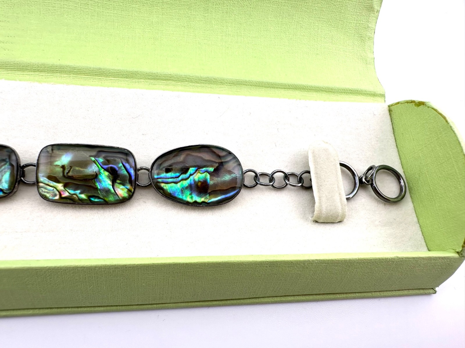 Vintage Coldwater Creek Sterling Silver Abalone Shell Organic Inlay Bracelet